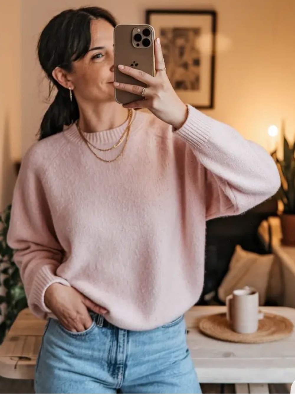 Joie Soft Heather Peach Crewneck Wool Sweater